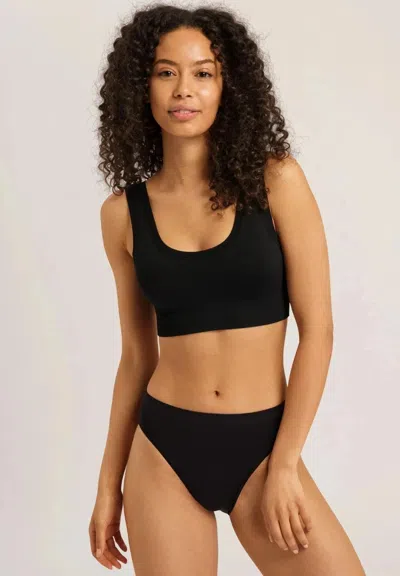 Hanro Touch Feeling Crop Top Womens Black Stretch Padded Performance Jzz440 In Nude