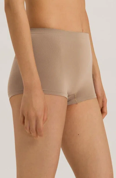 Hanro Touch Feeling High Waist Boyleg Briefs In Deep Taupe
