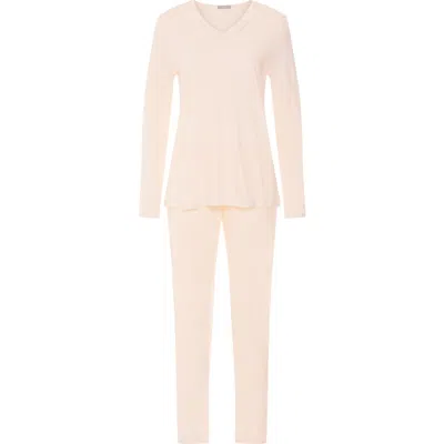Hanro Tyra Cotton And Tencel V-neck Pajama Set In Neutral
