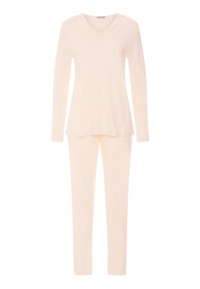 Hanro Tyra Cotton And Tencel™ V-neck Pajama Set In Pink