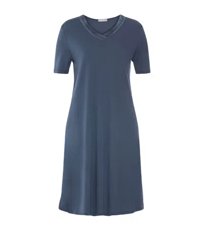 Hanro Tyra Short-sleeve Nightdress In Blue