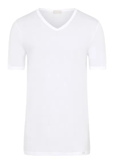 Hanro Ultralight Fitted Cotton V-neck T-shirt In White