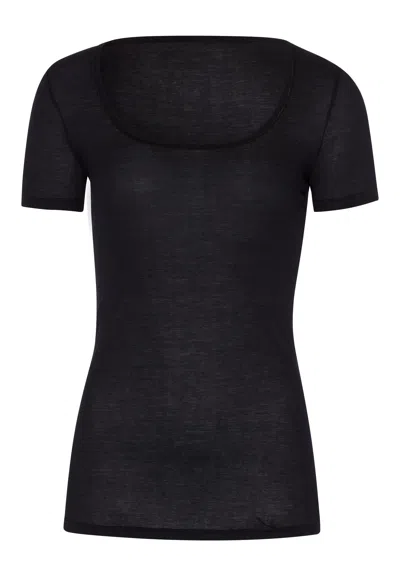 Hanro Ultralight Round Neck Cotton Fitted Top In Black