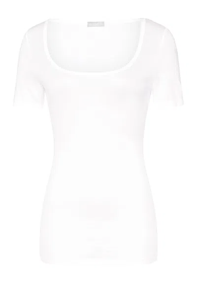 Hanro Ultralight Round Neck Cotton Fitted Top In White