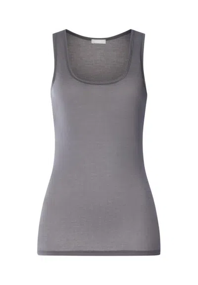 Hanro Ultralight Round Neck Cotton Tank Top In Gray