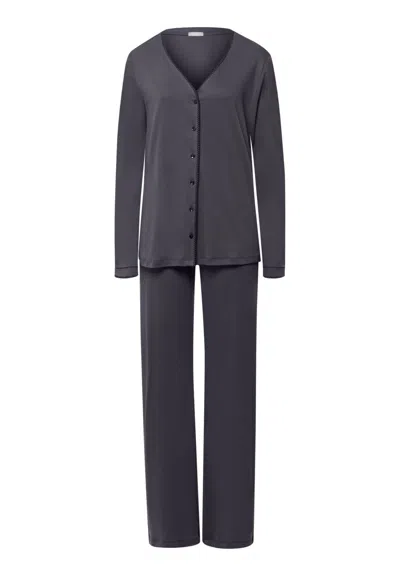 Hanro Una Crochetta Stitch Cotton Pajama Set In Black