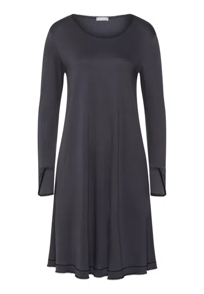 Hanro Una Tulip Sleeve Cotton Nightgown In Black