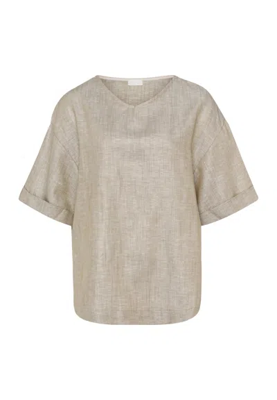Hanro Urban Casuals Linen Blend Oversized Top In Gray