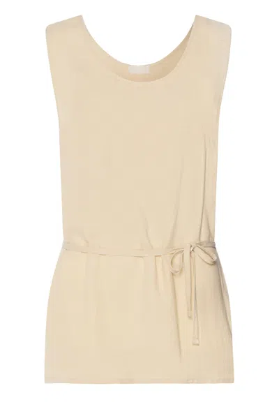 Hanro Urban Casuals Linen Blend Woven Tank Top In Brown
