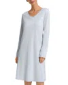 Hanro Cotton Long-sleeve Nightdress In Blue