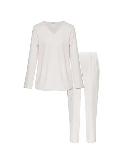 Hanro V-neck Pyjama Set In White