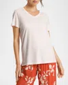 Hanro V-neck Sleep And Lounge Cotton T-shirt In Rose Cream
