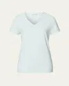 Hanro V-neck Sleep And Lounge Cotton T-shirt In Vapor