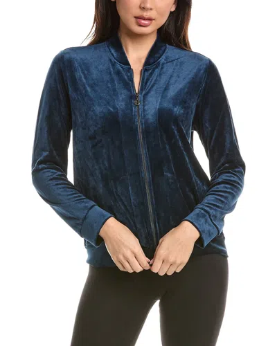 Hanro Velvet Zip-up Jacket In Blue