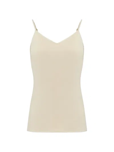 Hanro V-neck Spaghetti-strap Top In Neutral