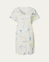 Hanro Cotton V Neck Nightgown In Dive Of Color