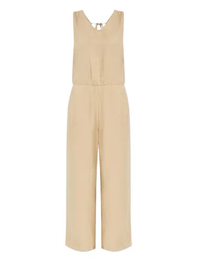 Hanro Linen-blend Jumpsuit In Beige