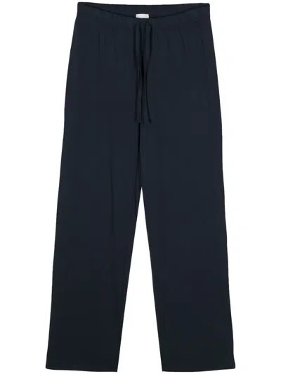 Hanro Wide-leg Organic Cotton Pants In Blue