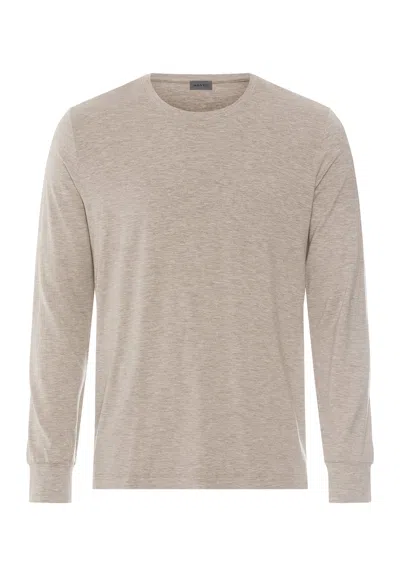 Hanro Winter Casuals Crew Neck Top In Toffee Melange