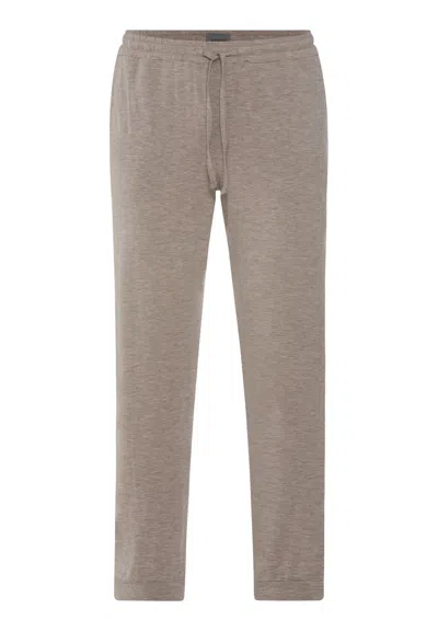 Hanro Winter Casuals Drawstring Lounge Pants In Toffee Melange