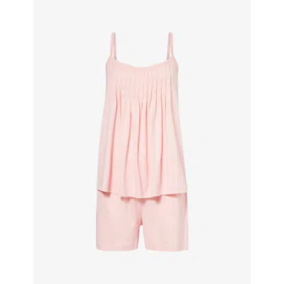 Hanro Womens Coral Pink Juliet Scoop-neck Cotton-jersey Pyjama Set
