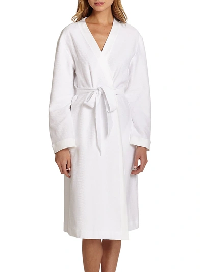 Hanro Women's Cotton Pique Dressing Gown In White