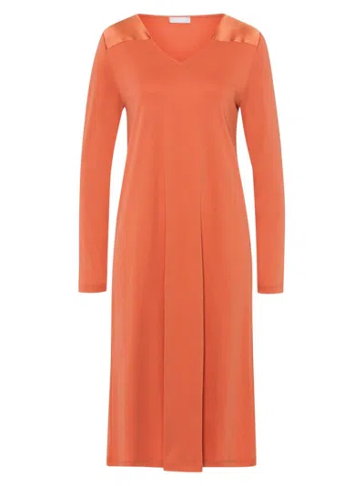 Hanro Women's Emma Satin Shoulder Nightgown In Apricot Brandy