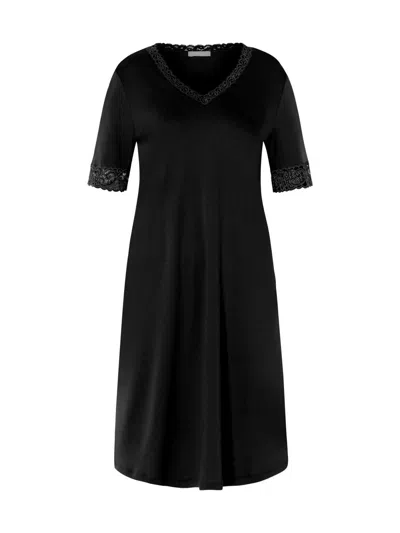 Hanro Women's Moments Short-sleeve Nightgown In Black