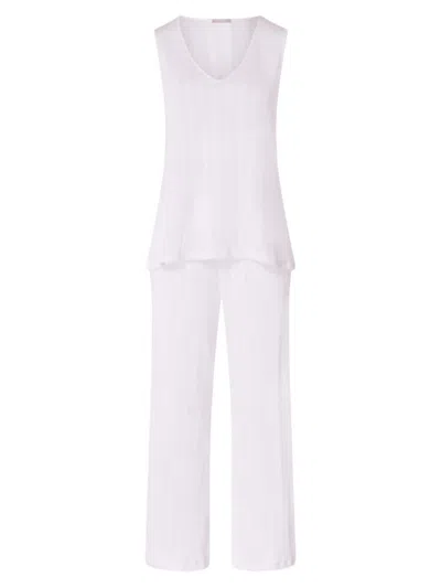 Hanro Women's Simone Cropped Pajama Set In White