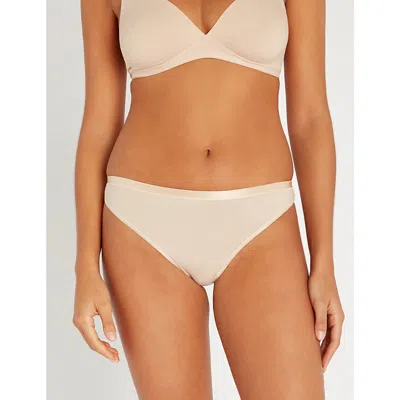 Hanro Womens 0274 Beige Seamless Stretch-cotton Thong Xs In Brown