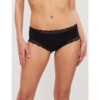 Hanro Low-rise Cotton-blend Briefs In Black