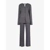 Hanro Womens Una Stitched-trims Cotton-jersey Pyjama Set Black Pearl Xs In Gray