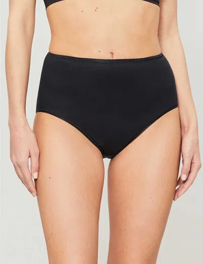 HANRO WOMENS BLACK SEAMLESS MAXI HIGH-RISE COTTON-JERSEY BRIEFS XS,37480124