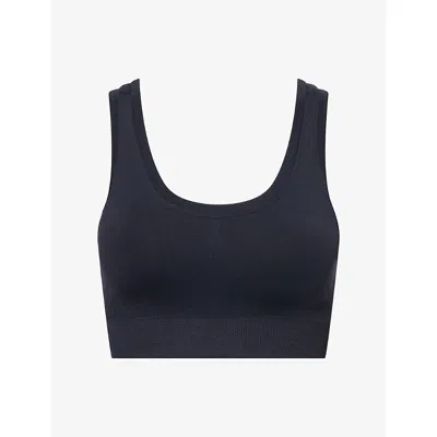 Hanro Womens Black Touch Feeling Padded Crop Stretch-woven Top