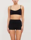 Hanro Touch Feeling Spaghetti Strap Crop Top In Black