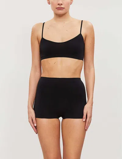 HANRO WOMENS TOUCH FEELING STRETCH-JERSEY CROP TOP BLACK,37482031