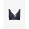 Hanro Womens Black Triangle-cup Lace-trim Stretch-cotton Bra
