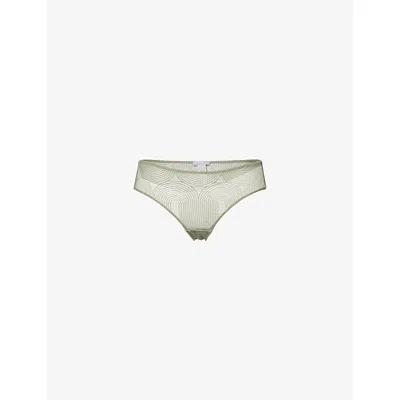 Hanro Womens Martha Embroidered Stretch-woven Mini Briefs Crystal Green
