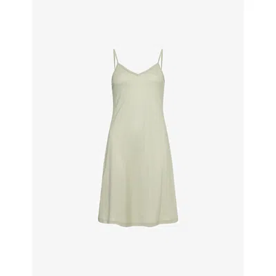 Hanro Womens Ultralight 90cm Cotton Slip Dress Crystal Green