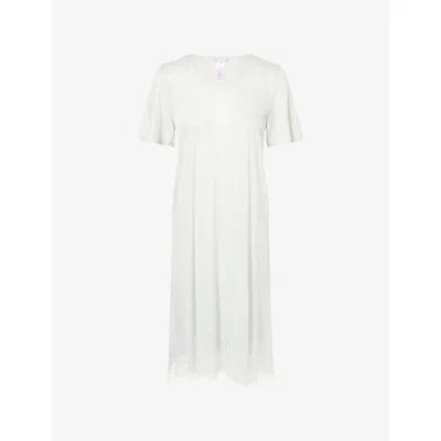Hanro Womens Lace-trim Short-sleeve Jersey Nightdress Ice Flow