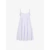 Hanro Womens Purple Heather Pleated Spaghetti-strap Cotton Nightdress