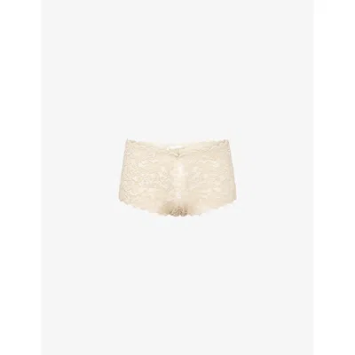 Hanro Womens Iced Cappuccino Moments Maxi Stretch-lace Briefs Xs