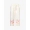 Hanro Womens Melon Soda Liz Floral-embroidered Straight-leg Cotton Cropped Pyjama Bottoms
