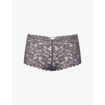 Hanro Womens Black Pearl Moments Floral Stretch-lace Briefs In Brown