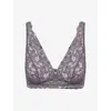 Hanro Womens Moments Soft-cup Stretch-lace Bra Black Pearl In Gray
