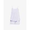 Hanro Womens Pleated Vest And Shorts Cotton Set Purple Heather Xs