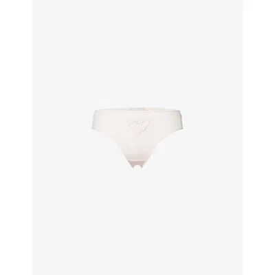 Hanro Womens Belina Embroidered Cotton Midi Briefs Rosewater