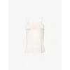 Hanro Womens Rosewater Lace-embroidery V-neck Stretch-woven Top