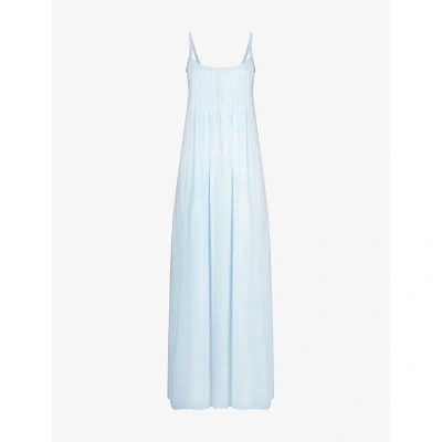 Hanro Womens Whispering Blue Juliet Spaghetti-strap Cotton-jersey Night Dress