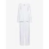 Hanro Womens Round-neck Straight-leg Cotton-jersey Pajamas White Xs